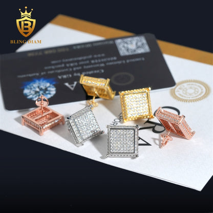VVS Iced-Out Square Moissanite Stud Earrings