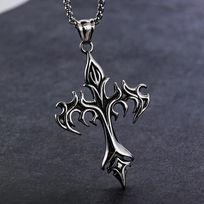 Gothic Flame Cross Pendant