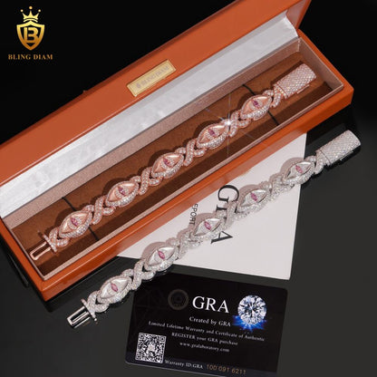 Rose Gold Pink Marquise Eye Infinity Cuban Bracelet