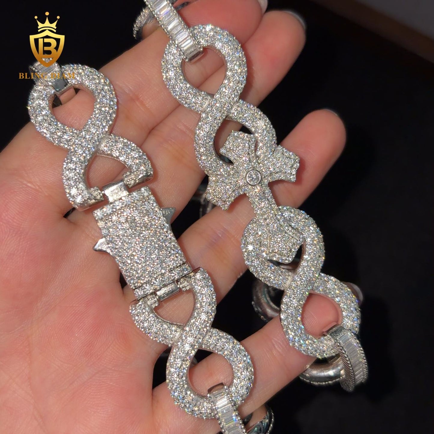 Iced Out Colored Stone Cuban Link Bracelet