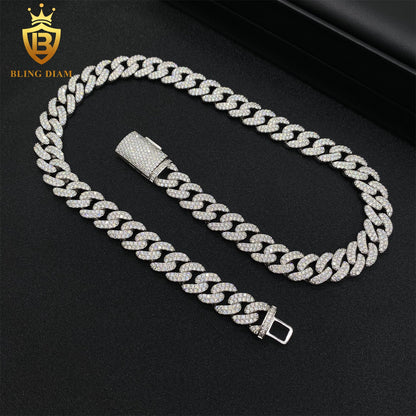 12mm 925 sterling silver moissanite chain