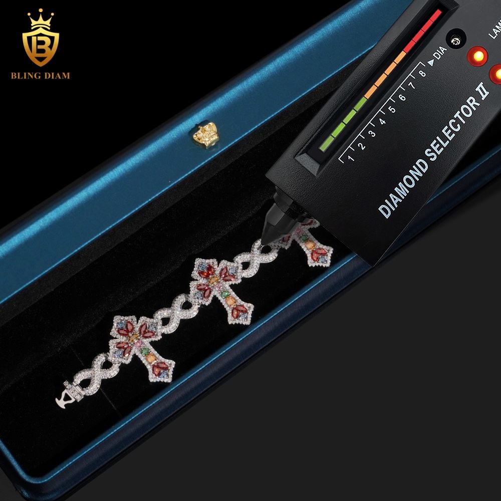 Colorful Cross Moissanite Bracelet