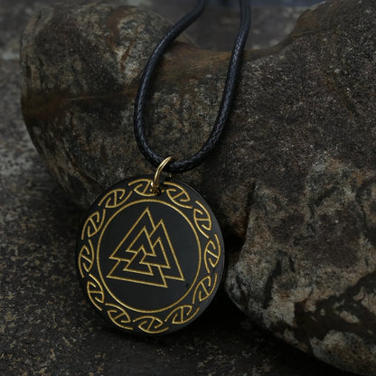 round disc odin symbol viking amulet Necklace