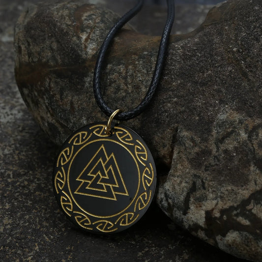 round disc odin symbol viking amulet Necklace