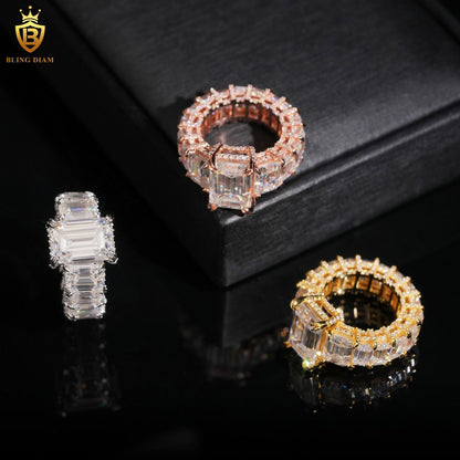 Emerald-cut moissanite ring