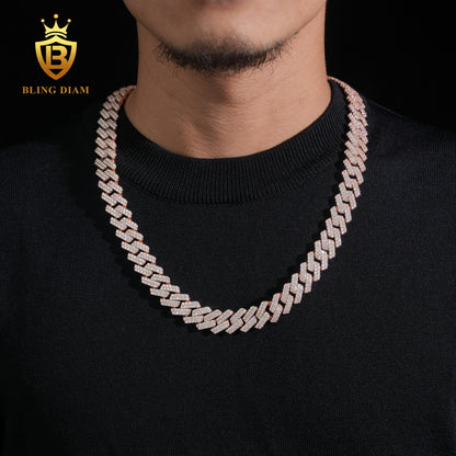15mm Moissanite sterling silver chain