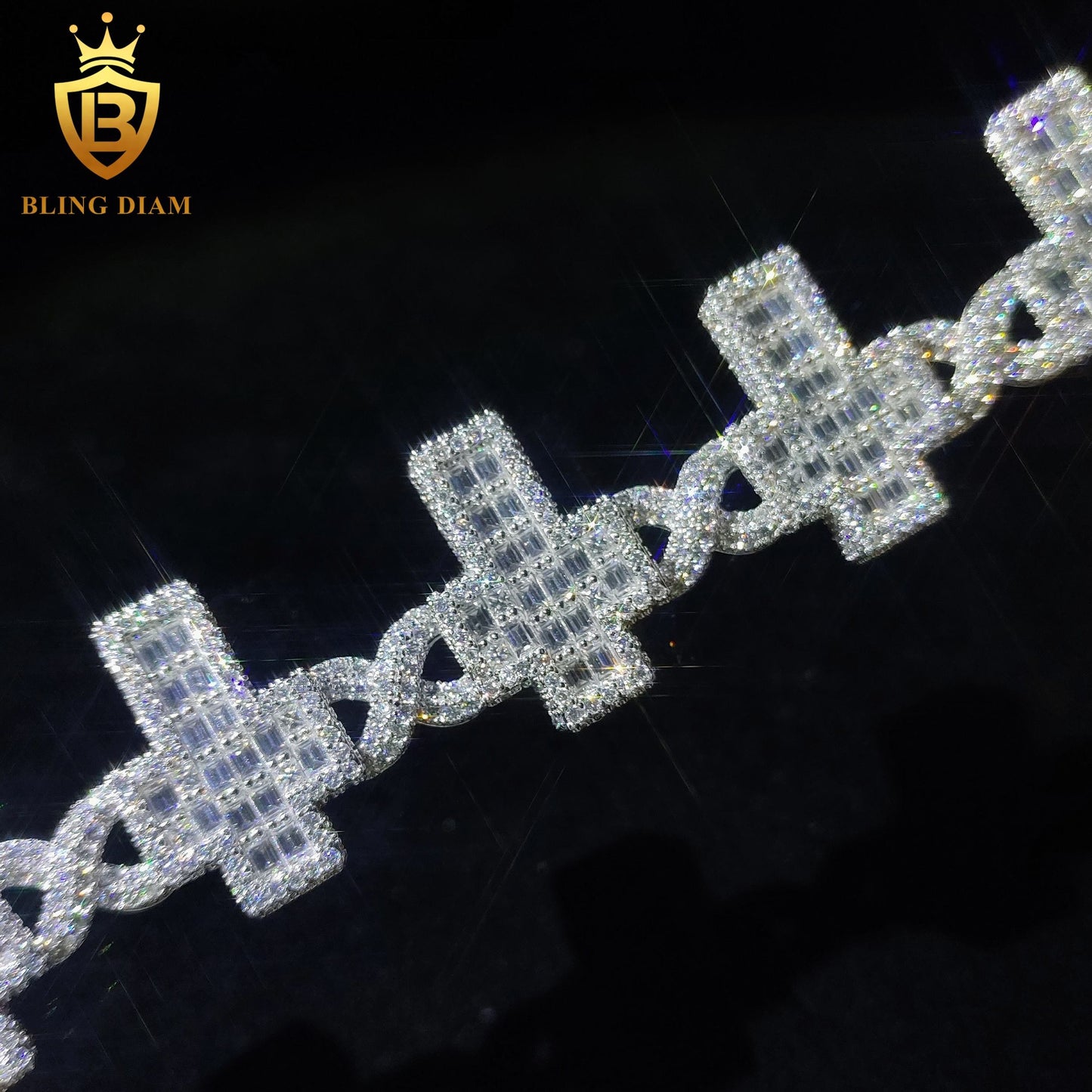 Iced Out Cross Moissanite Cuban Bracelet