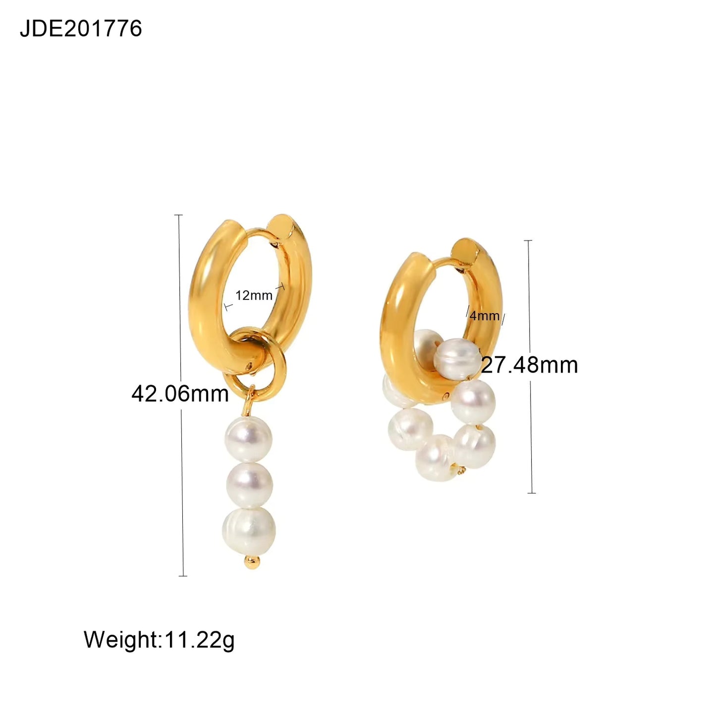 Pearl Stud Hoop Earrings