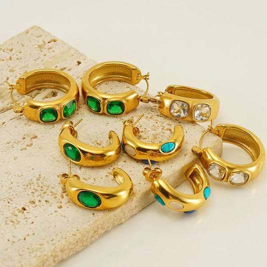 Green White Zircon Earrings