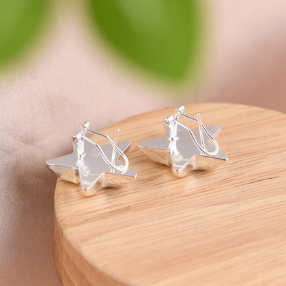 Concave Raised Face Star Cuff Earrings
