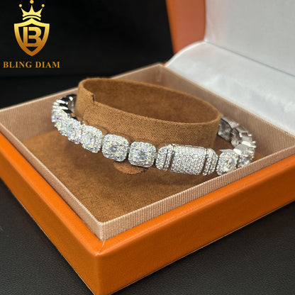 Square Tennis Link Moissanite Bracelet
