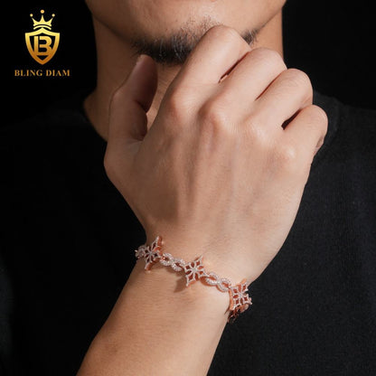 Rose Gold Cross Infinity Moissanite Cuban Bracelet