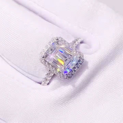 Emerald-cut Moissanite Ring