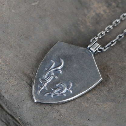 Shield Silver Sword Necklace