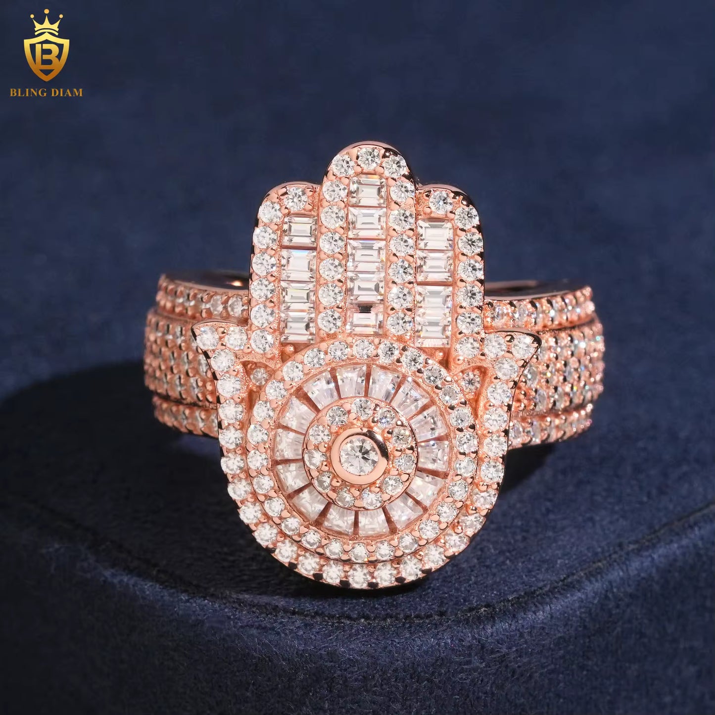 Hamsa hand iced-out ring