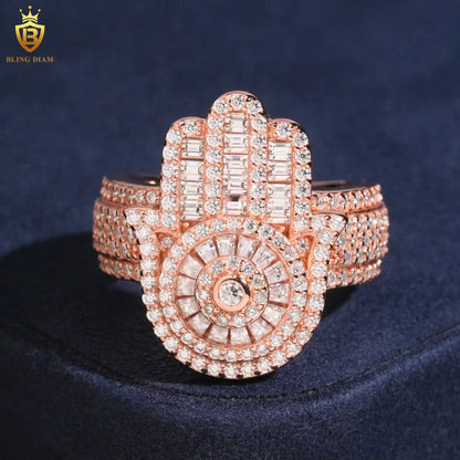 Hamsa hand iced-out ring