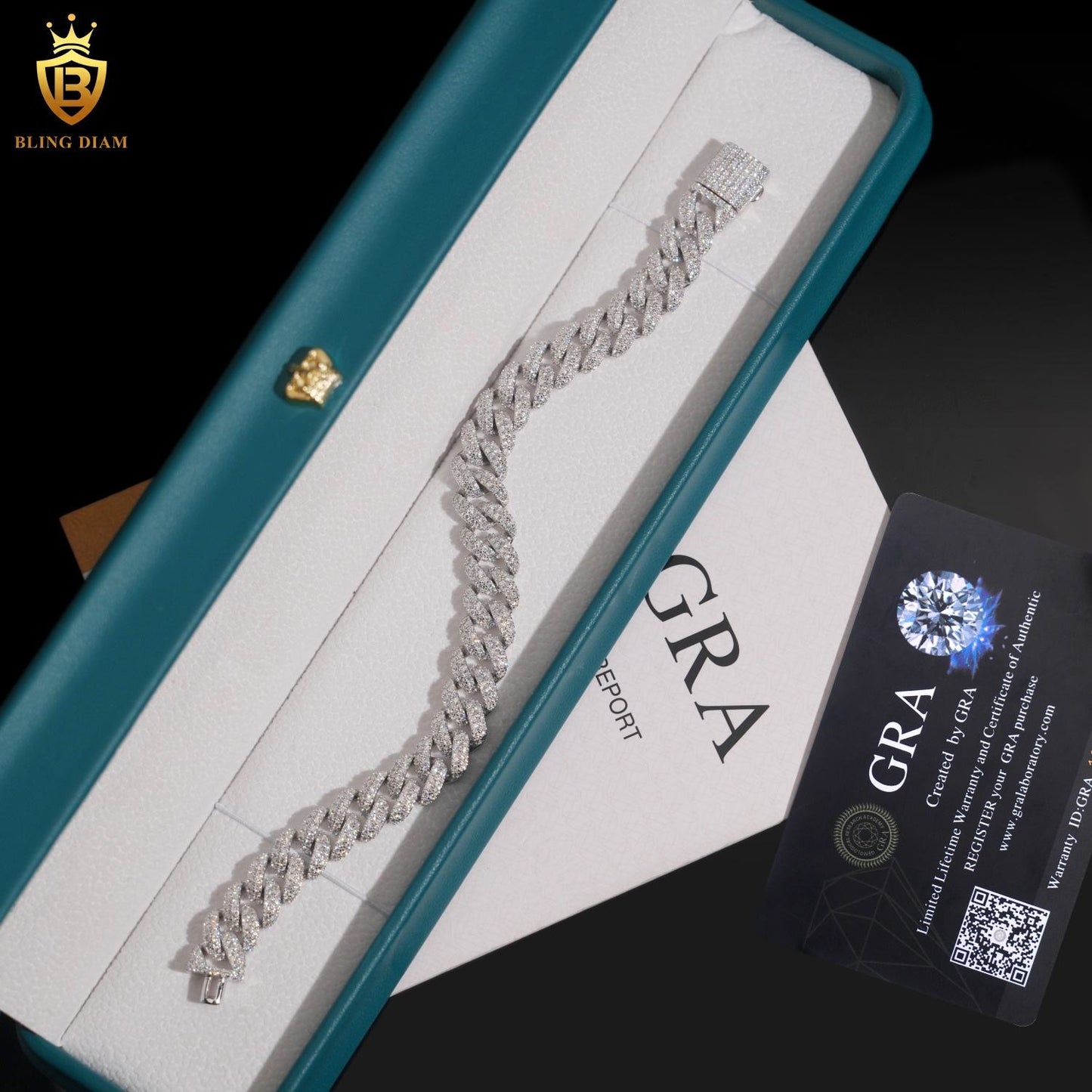 Moissanite in 925 Silver 10mm Miami Iced Out Cuban Link Chain