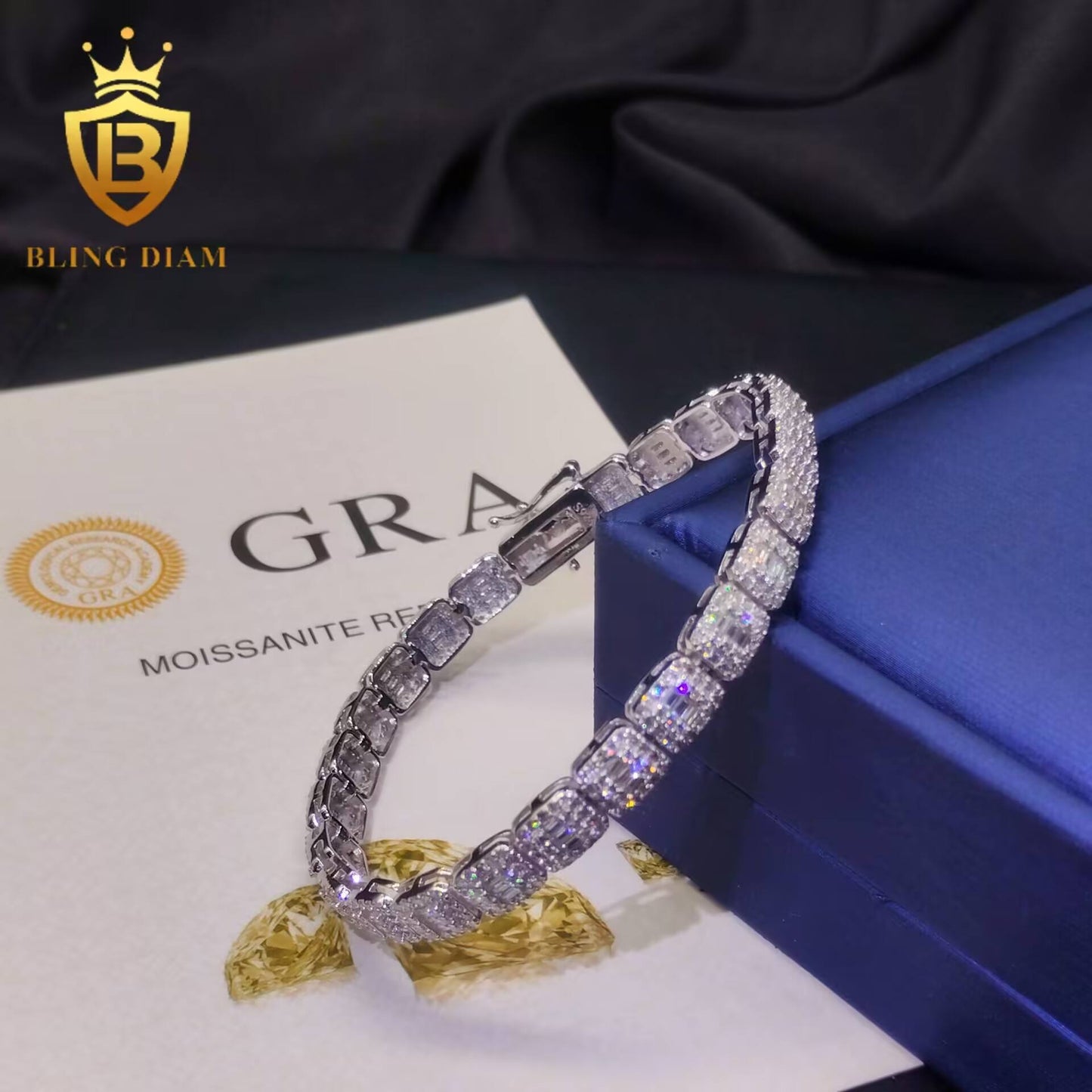 Baguette Cut Moissanite Tennis Bracelet