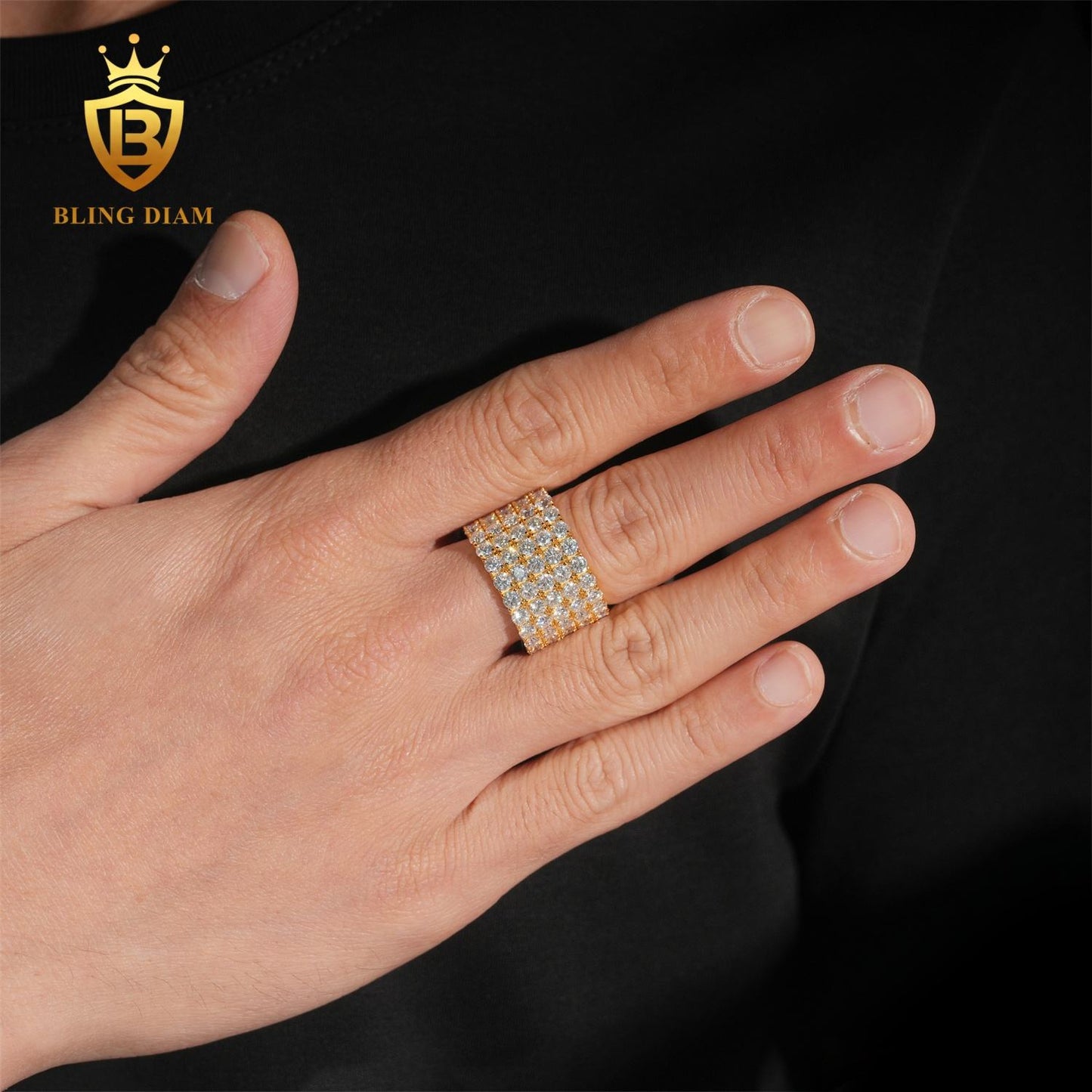 5 Row Iced Out Moissanite Ring