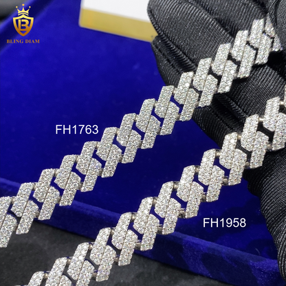 13mm 925 Silver Cuban 2 Rows Chain