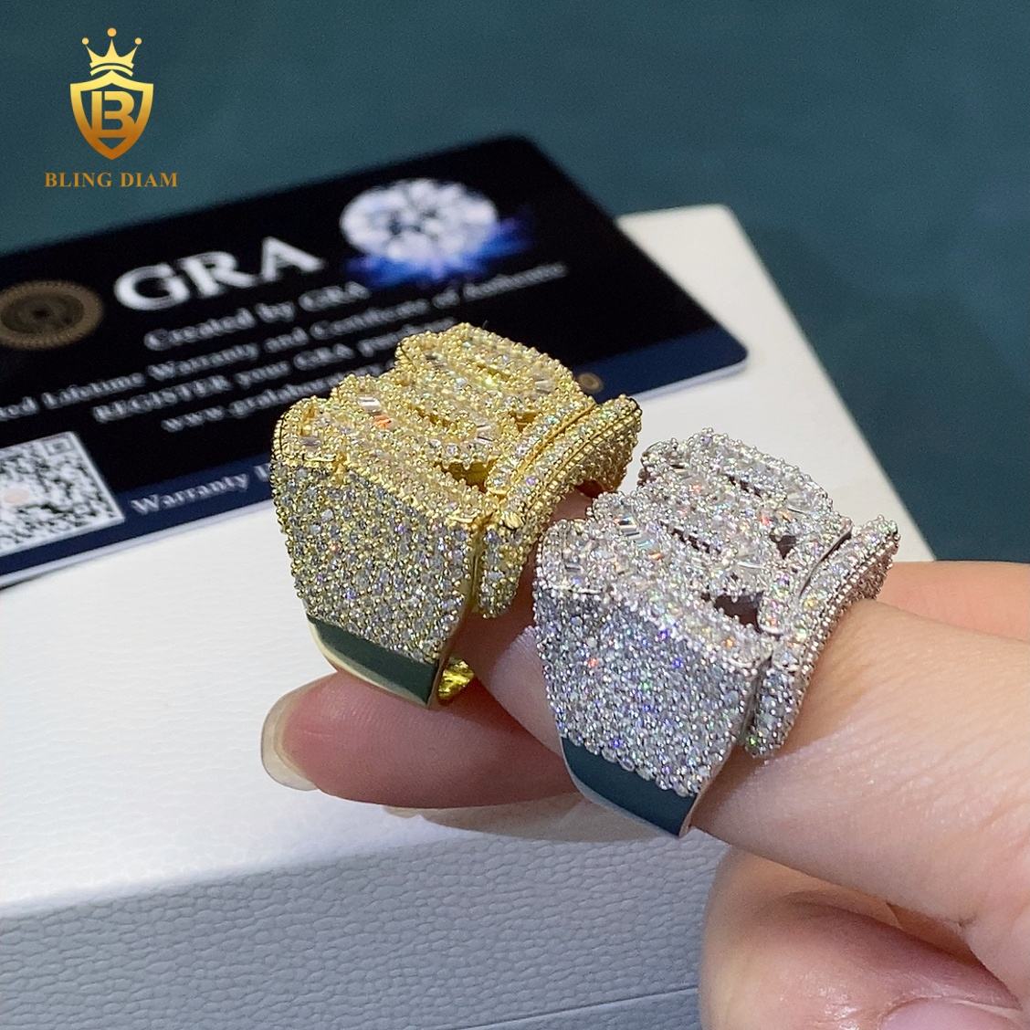 Baguette-cut moissanite ring