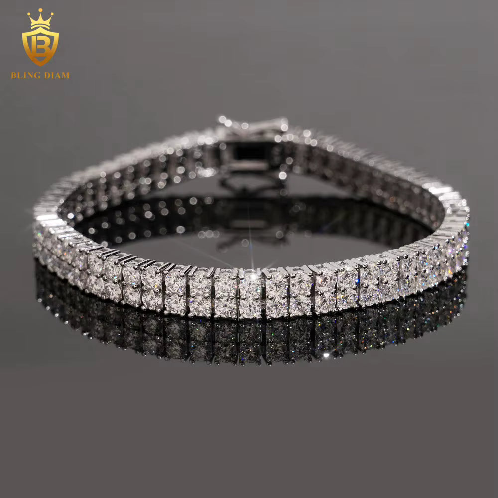 2 Row Iced Out Moissanite Tennis Bracelet