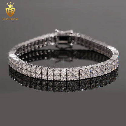 2 Row Iced Out Moissanite Tennis Bracelet