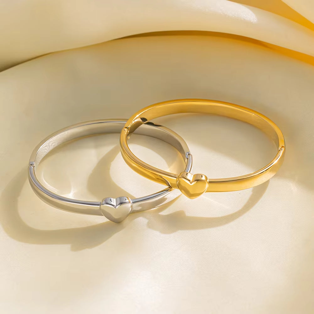 Heart Shaped Charm Bangle Bracelets