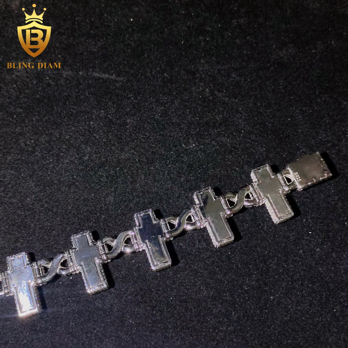 Iced Out Cross Moissanite Cuban Bracelet