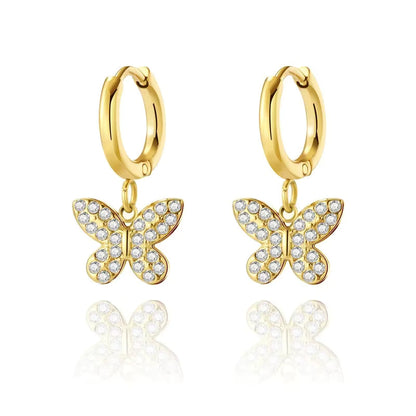 Zircon Butterfly Moon Square Heart Star Love Stud Earrings