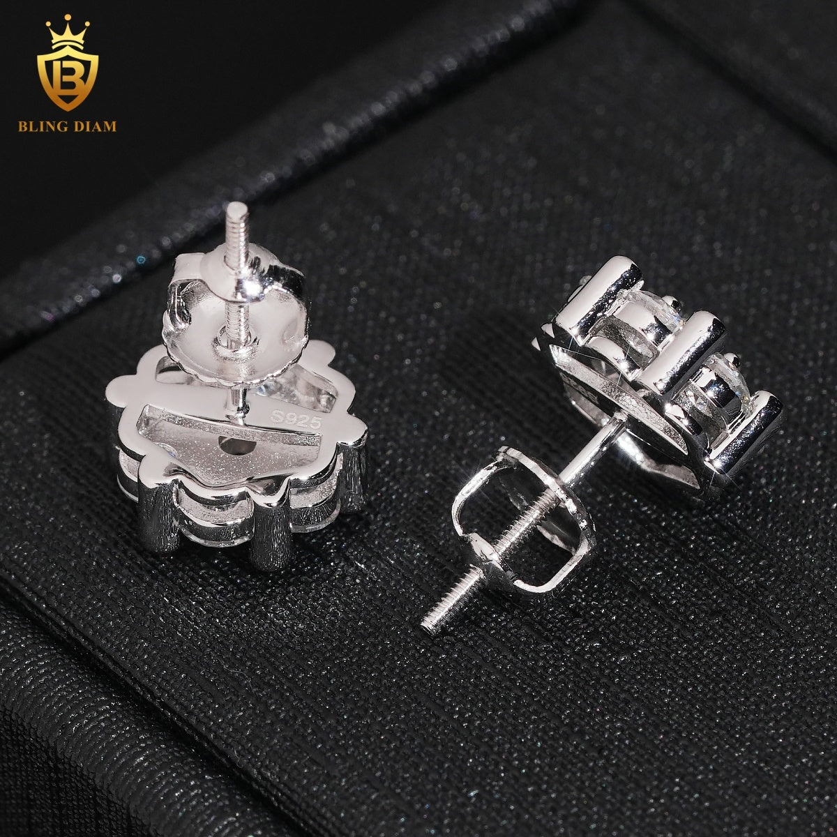 Iced-Out Moissanite Flower Stud Earrings