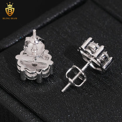 Iced-Out Moissanite Flower Stud Earrings