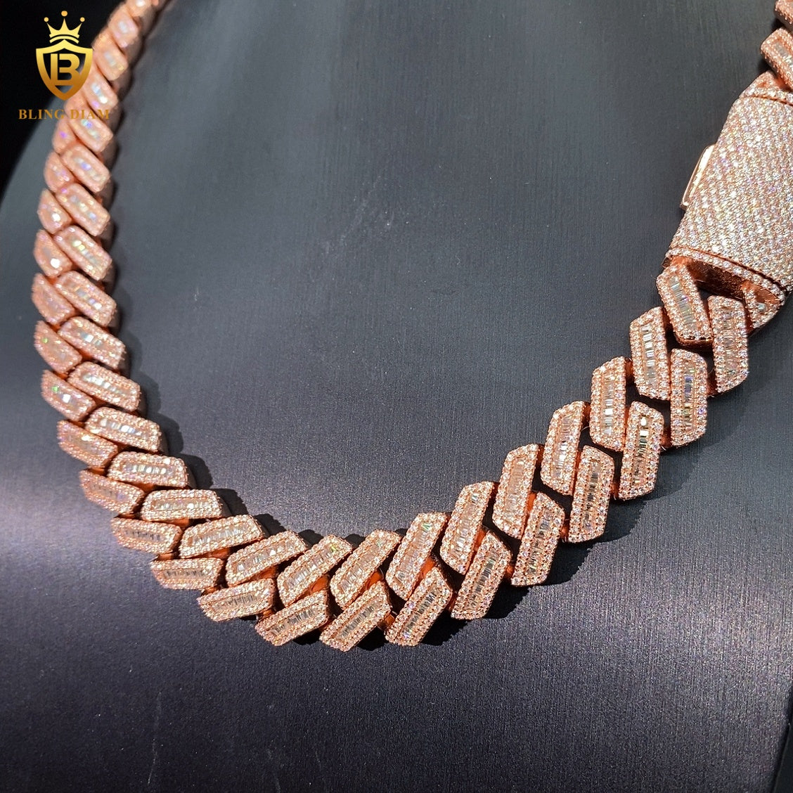 Miossanite 18MM Baguette Cut 925 Silver Chain