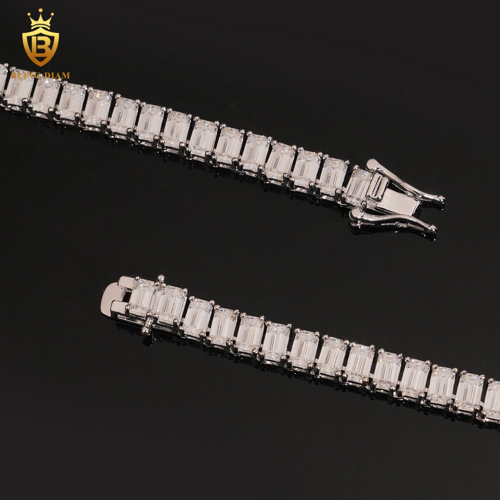 Emerald Cut Moissanite Tennis Bracelet