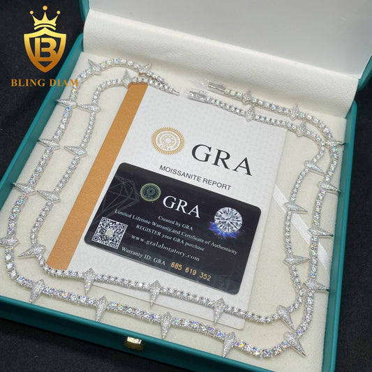 4MM 925 Silver Thorny Moissanite Tennis Chain