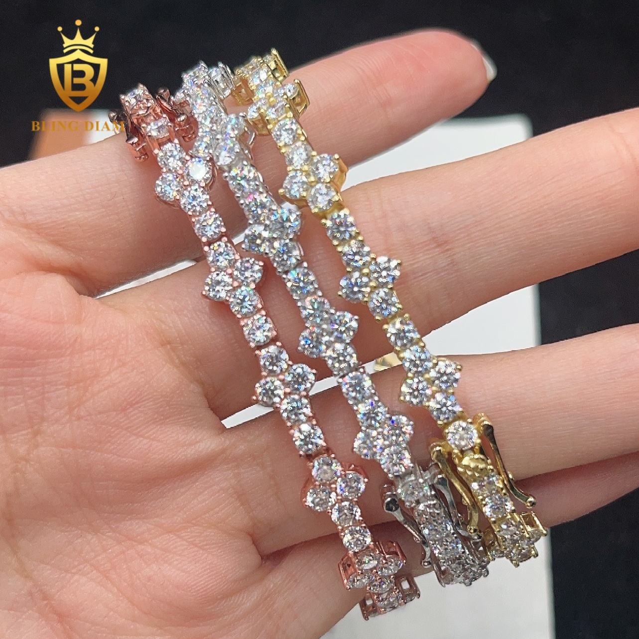 Round Brilliant Cut Cross Moissanite Tennis Bracelet