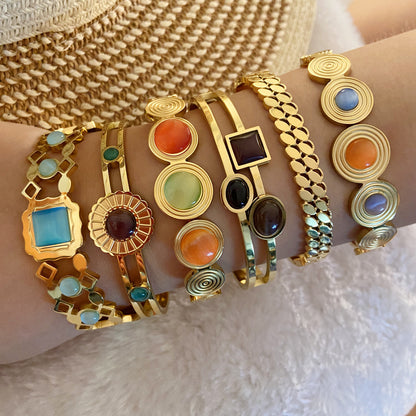 Natural Stone Vintage Bangle Bracelet
