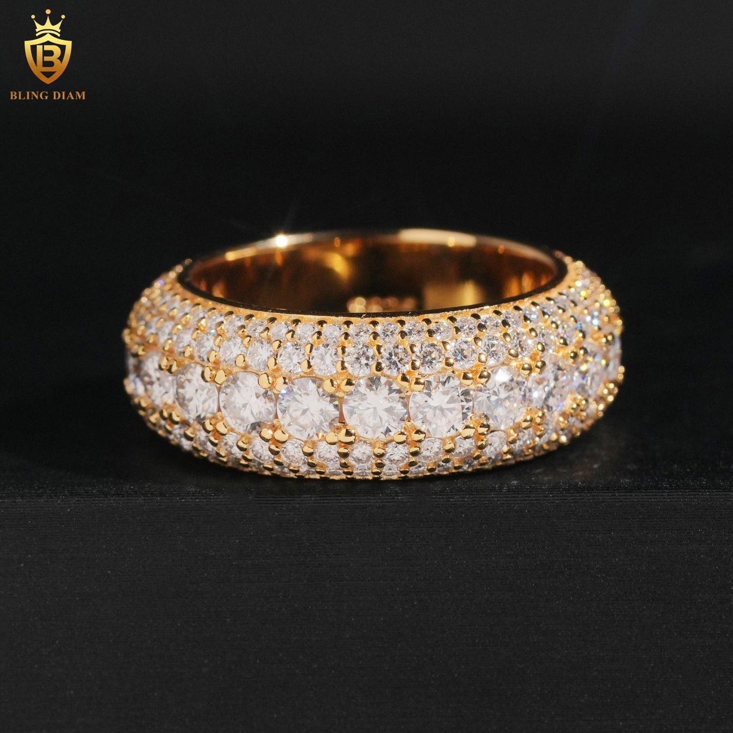 Iced-out moissanite ring