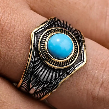 Turquoise Steel Ring