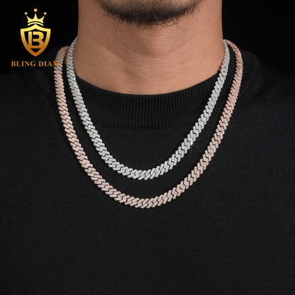 8mm Moissanite Sterling Silver Cuban Link Chain