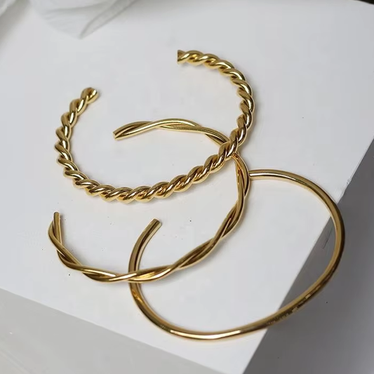 Twisted Open Cuff Bangle Bracelet