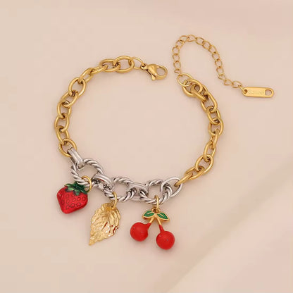 Fruit Series Cherry Strawberry Charm Bracelet
