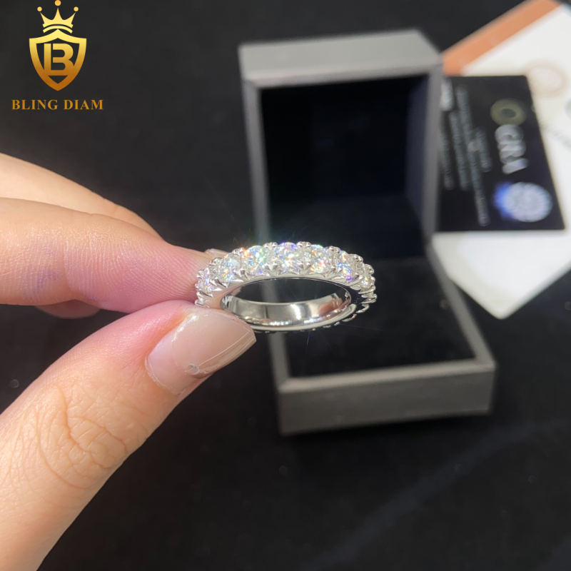 Iced-out moissanite ring