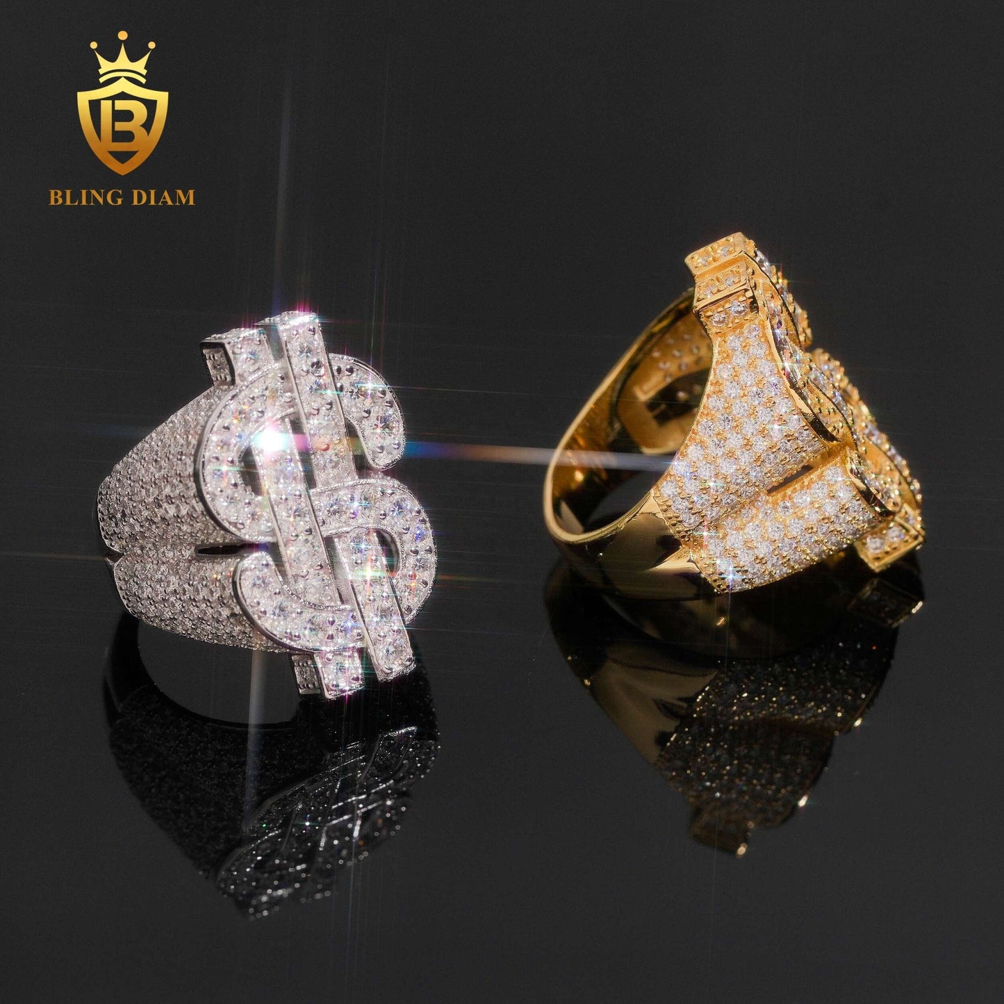 Iced-out hip-hop ring