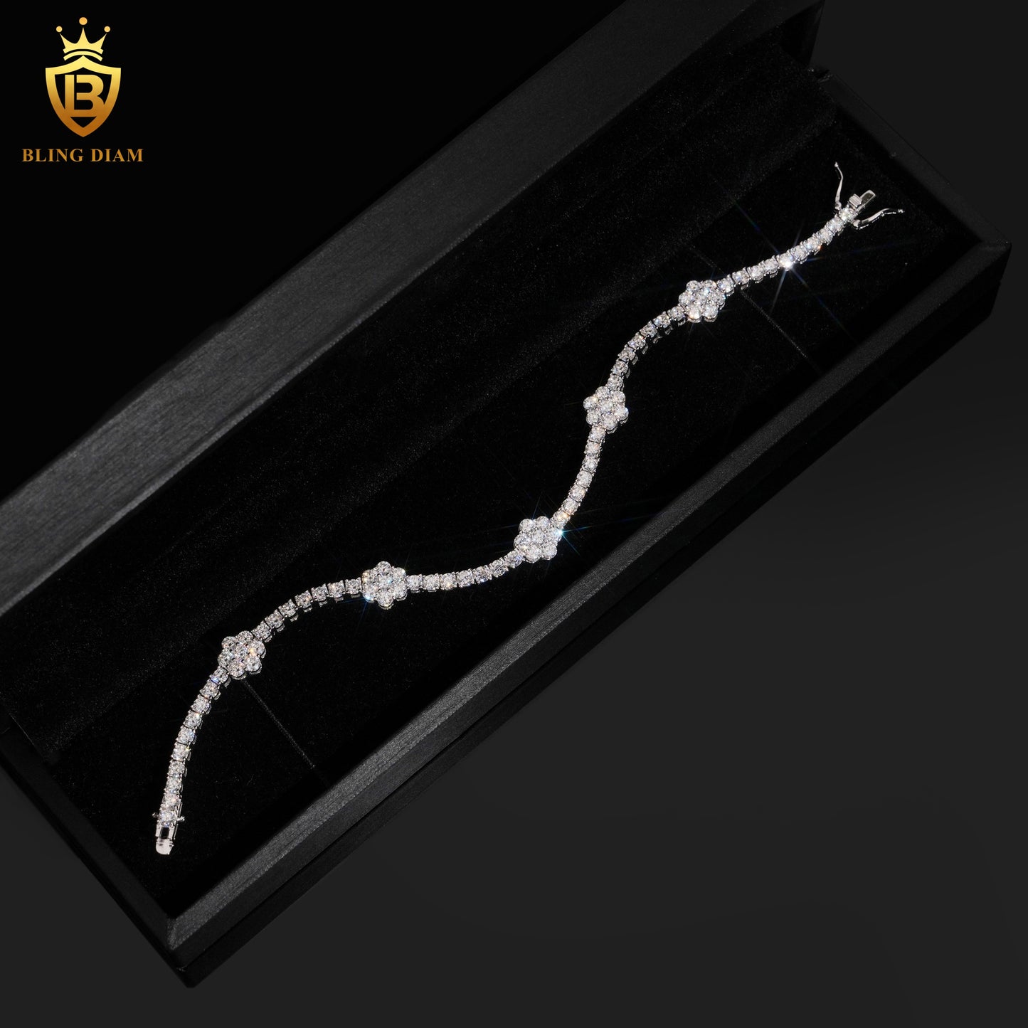 Flower Moissanite Tennis Bracelet