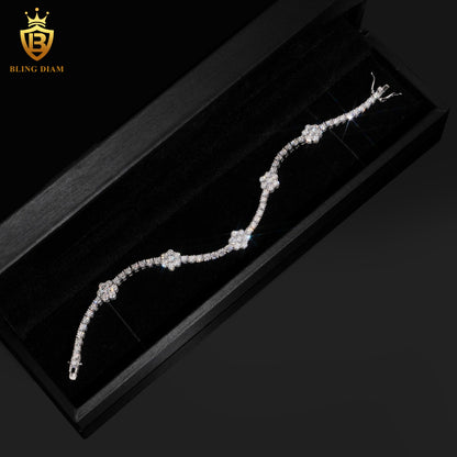 Flower Moissanite Tennis Bracelet