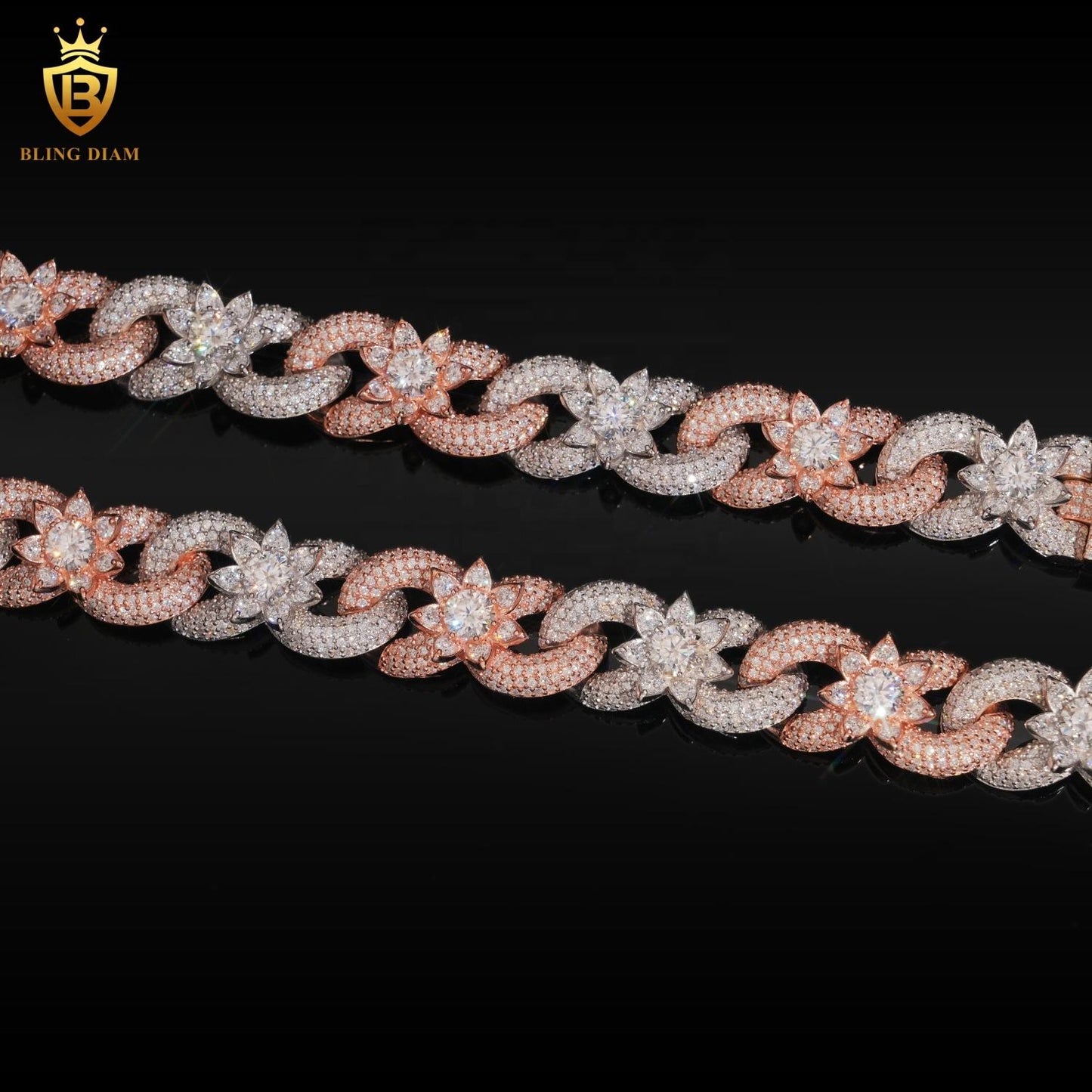 15MM Sterling Silver 925 VVS Moissanite chain