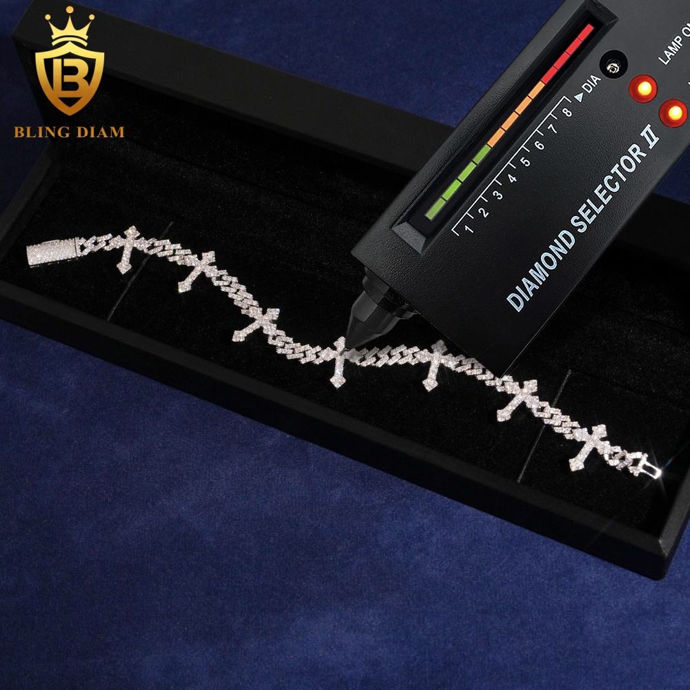 Cross Cuban Link Moissanite Bracelet