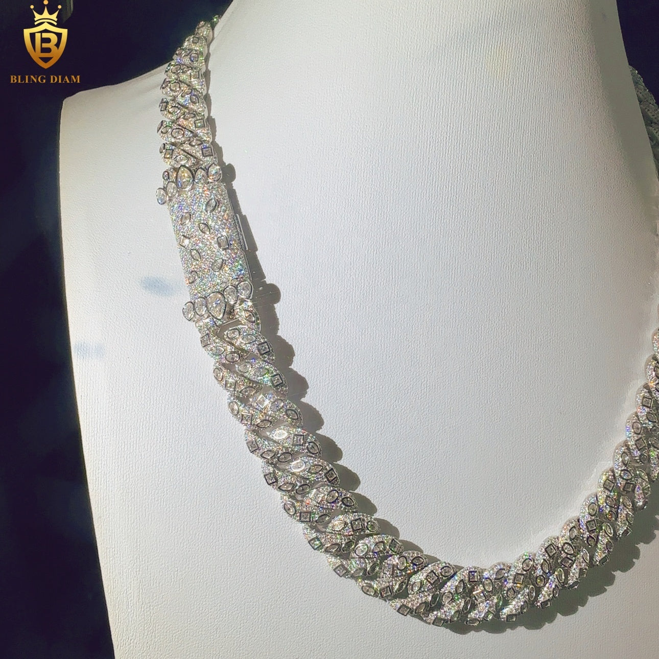 Miossanite 15mm Fashion Miami Cuban Link Chain