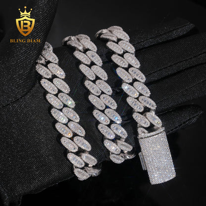 15mm S925 VVS1 Moissanite Cuban Chain